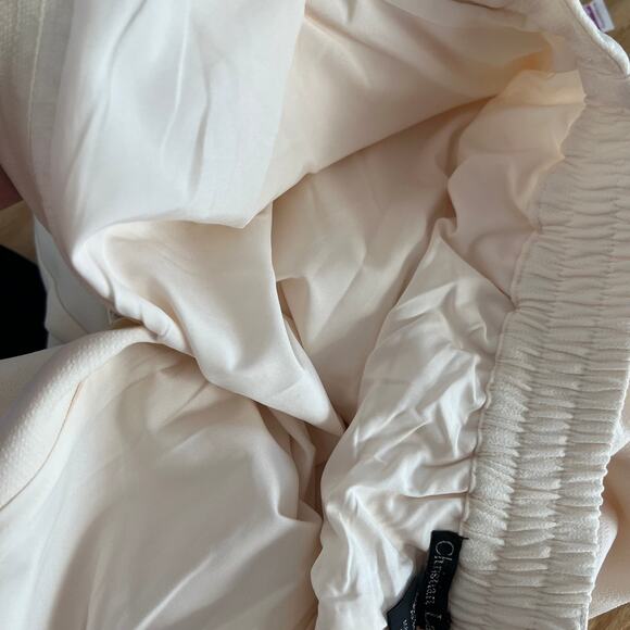 Christian Lacroix Women’s Cream Wide Leg Pants Size M Elastic Waist Lined - Picture 12 of 12